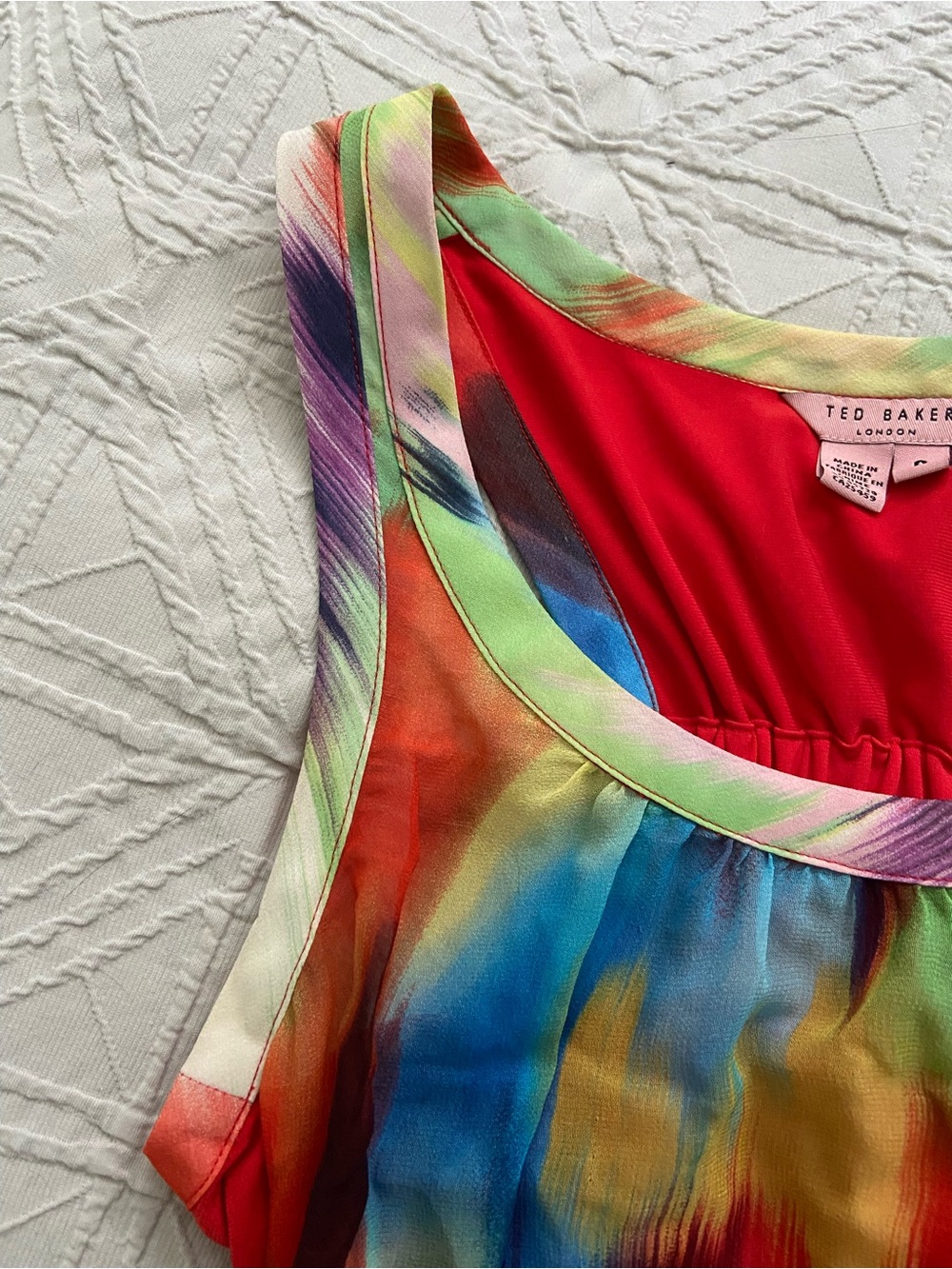 Ted Baker Silk Multicolor Abstract Print Scoop Neck Tank Top - Picture 11 of 12